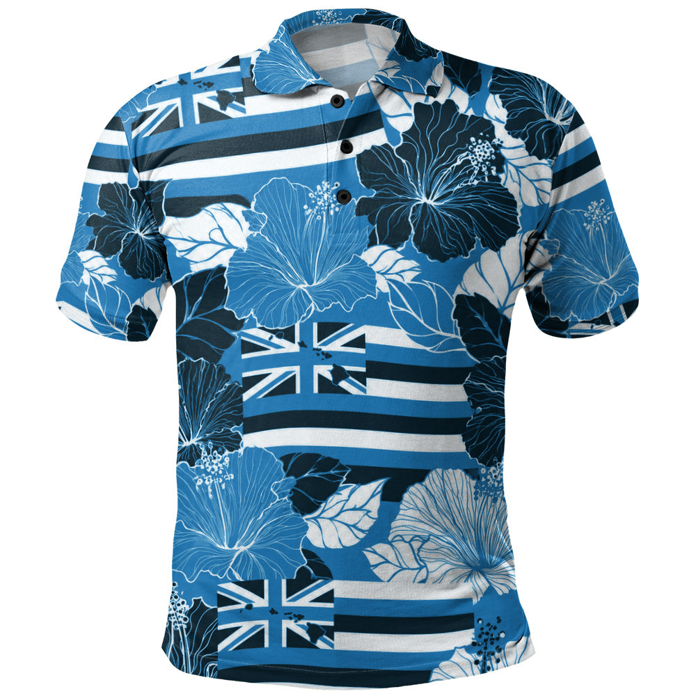 Hawaii Polo Shirt Hibiscus Flag Map Island Pride