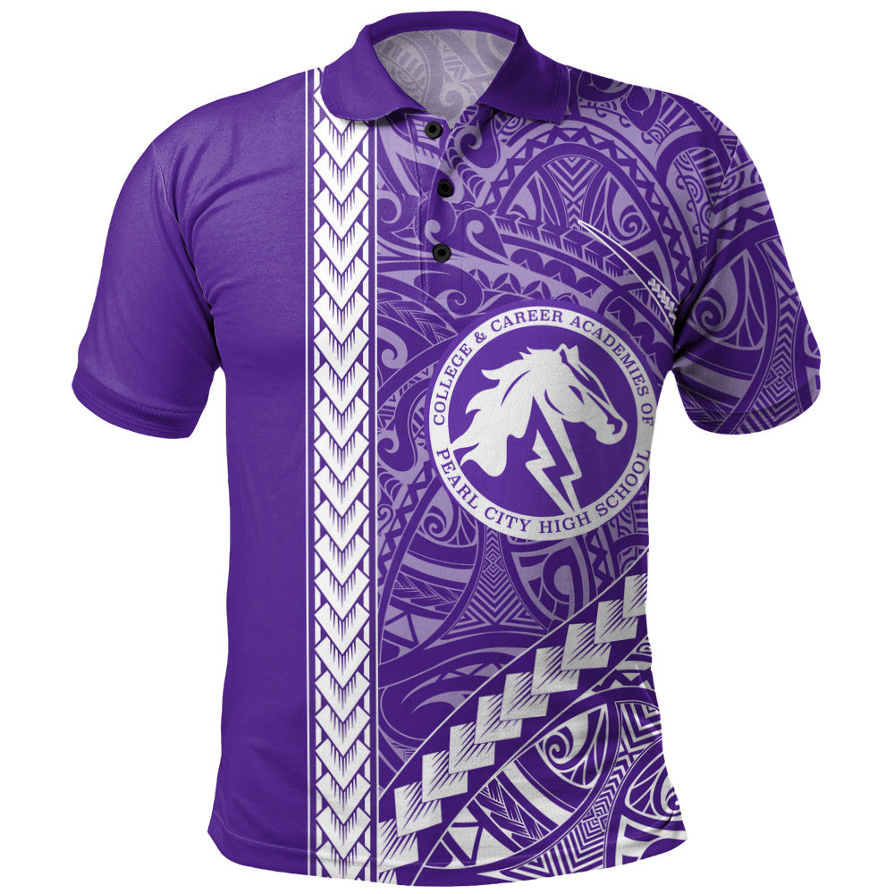 Pearl City High School (Hawaii) Polo Shirt Tribal Polynesian Pride Style