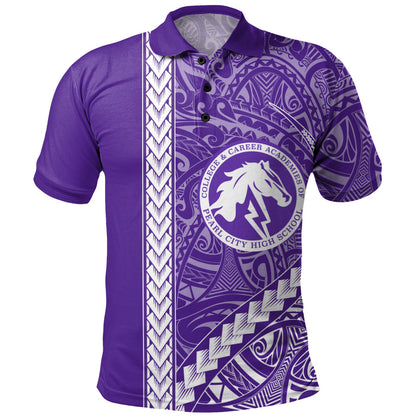 Pearl City High School (Hawaii) Polo Shirt Tribal Polynesian Pride Style
