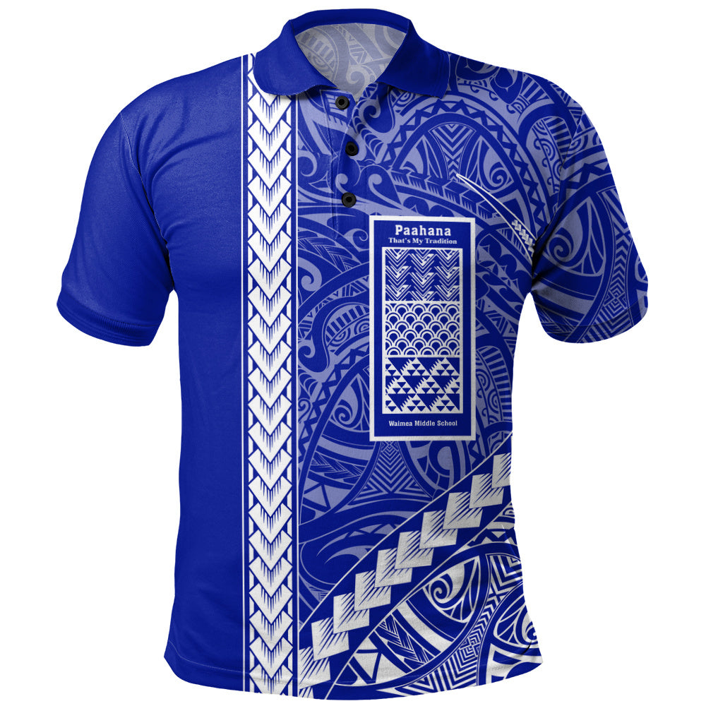 Waimea Middle Public Conversion Charter School Polo Shirt Tribal Polynesian Pride Style