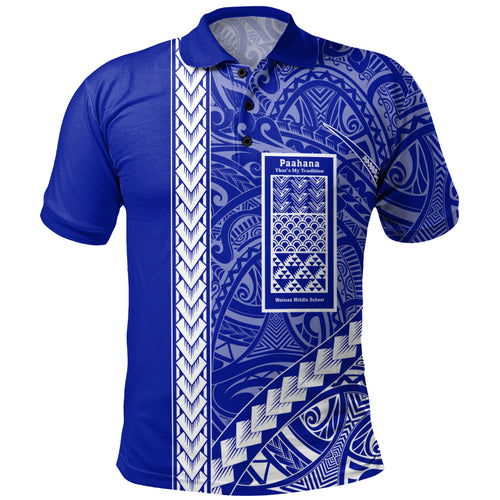 Waimea Middle Public Conversion Charter School Polo Shirt Tribal Polynesian Pride Style