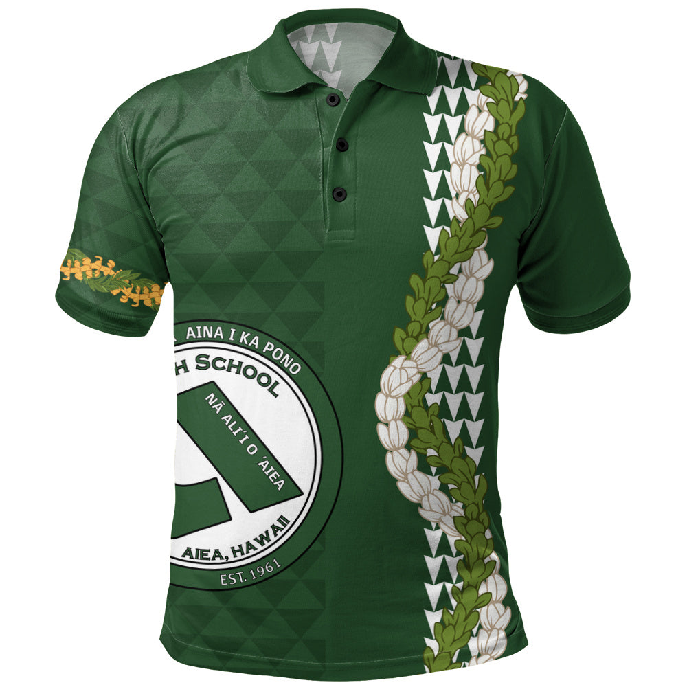 ʻAiea High School Polo Shirt Puakenikeni Maile Flower Lei