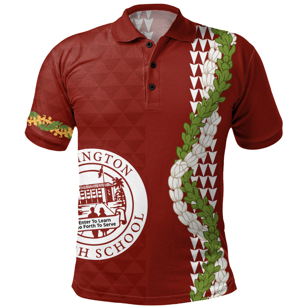 Farrington High School Polo Shirt Puakenikeni Maile Flower Lei