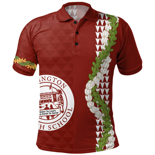 Farrington High School Polo Shirt Puakenikeni Maile Flower Lei