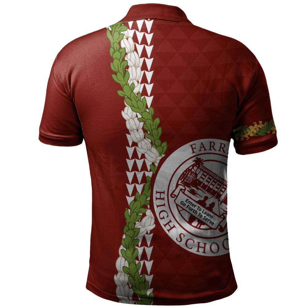 Farrington High School Polo Shirt Puakenikeni Maile Flower Lei