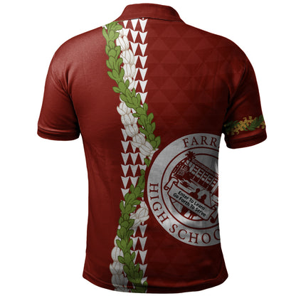 Farrington High School Polo Shirt Puakenikeni Maile Flower Lei