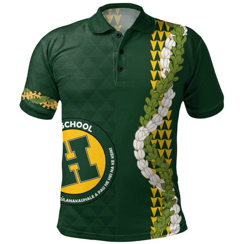 Hana High and Elementary School Polo Shirt Puakenikeni Maile Flower Lei
