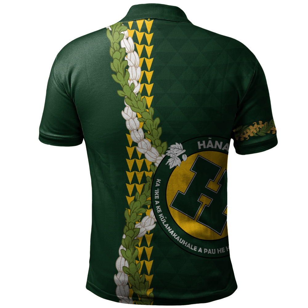 Hana High and Elementary School Polo Shirt Puakenikeni Maile Flower Lei