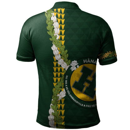 Hana High and Elementary School Polo Shirt Puakenikeni Maile Flower Lei
