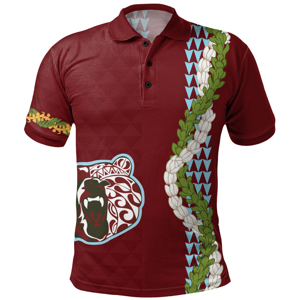 Henry Perrine Baldwin High School Polo Shirt Puakenikeni Maile Flower Lei