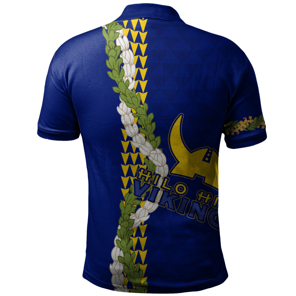 Hilo High School Polo Shirt Puakenikeni Maile Flower Lei