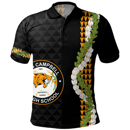 James Campbell High School Polo Shirt Puakenikeni Maile Flower Lei