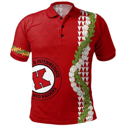Kahuku High & Intermediate School Polo Shirt Puakenikeni Maile Flower Lei