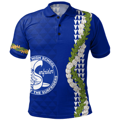 Kailua High School Polo Shirt Puakenikeni Maile Flower Lei
