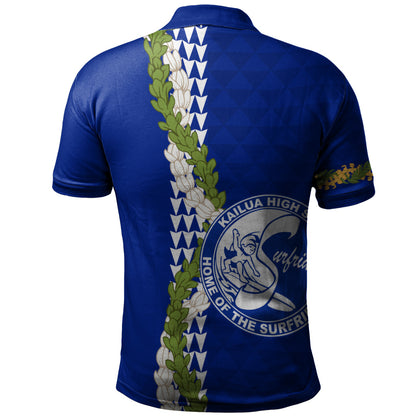 Kailua High School Polo Shirt Puakenikeni Maile Flower Lei