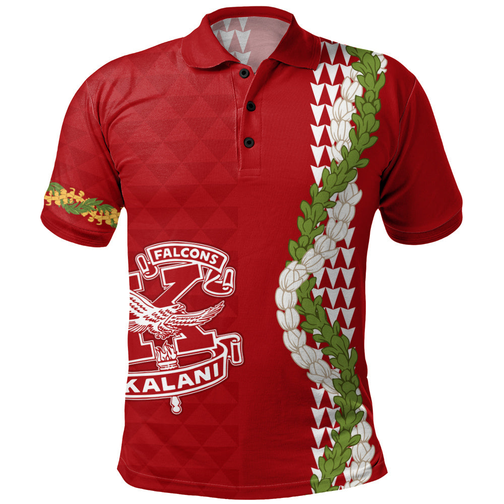 Kalani High School Polo Shirt Puakenikeni Maile Flower Lei