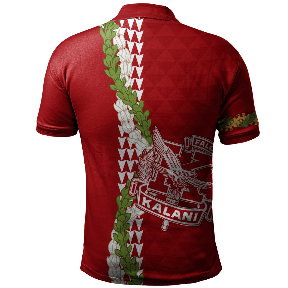 Kalani High School Polo Shirt Puakenikeni Maile Flower Lei