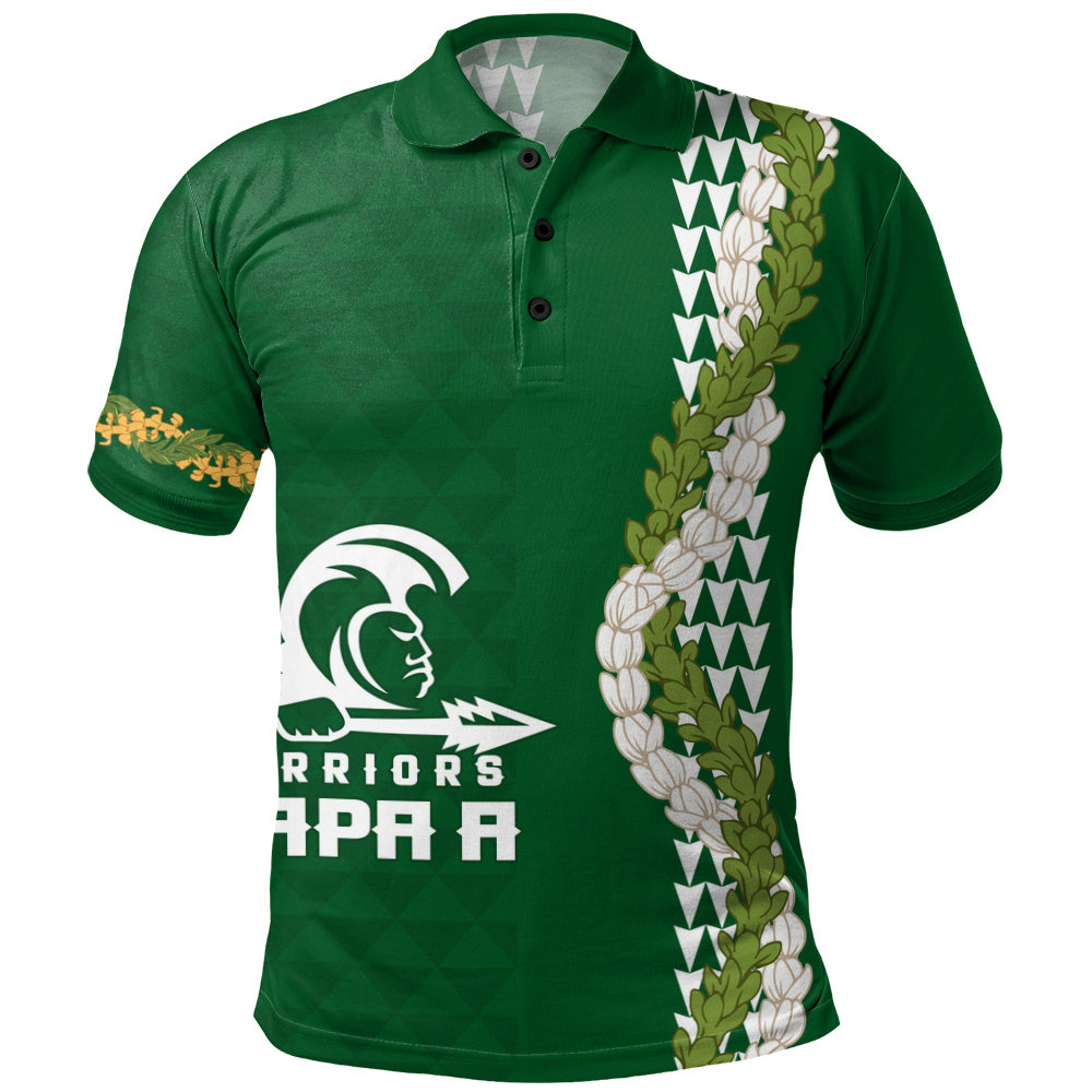 Kapaa High School Polo Shirt Puakenikeni Maile Flower Lei
