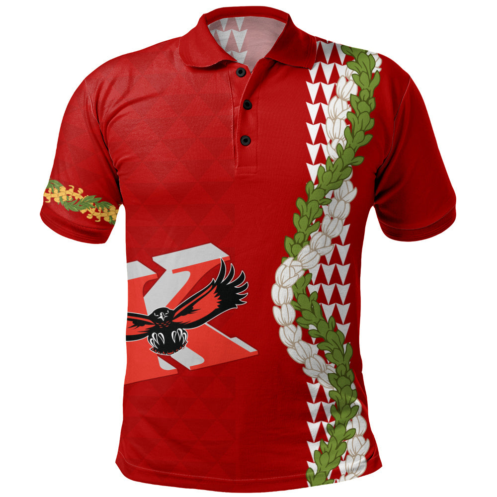 Kauai High School Polo Shirt Puakenikeni Maile Flower Lei