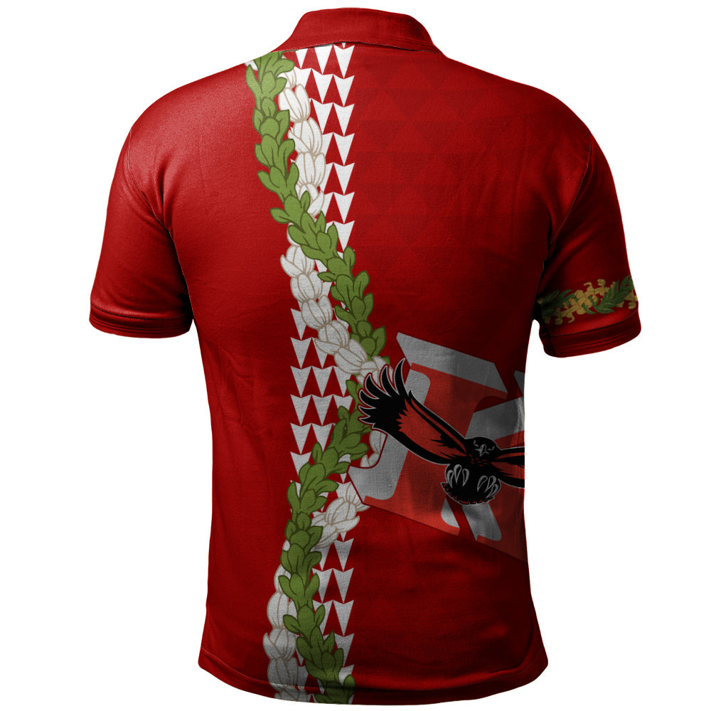 Kauai High School Polo Shirt Puakenikeni Maile Flower Lei