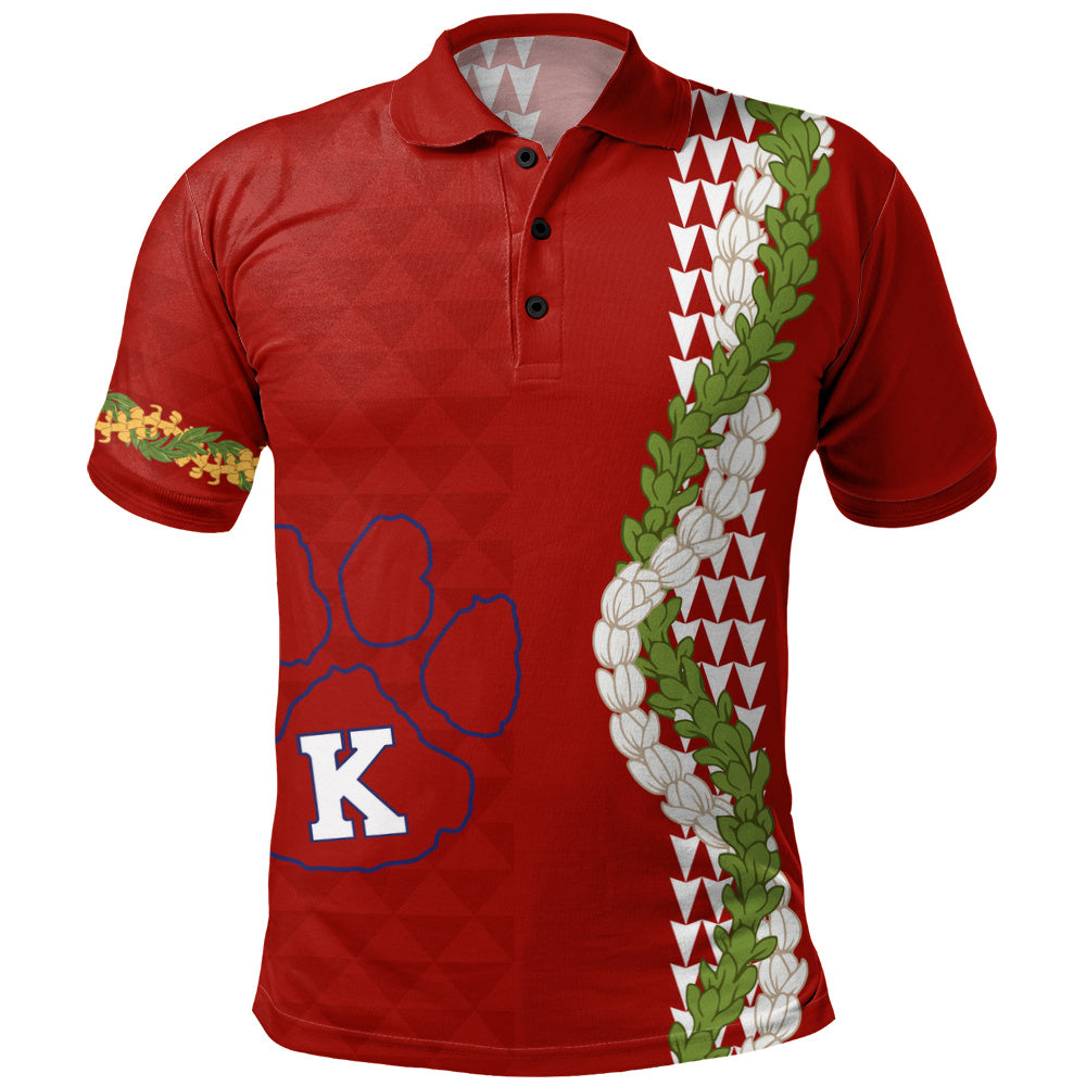 Keaʻau High School Polo Shirt Puakenikeni Maile Flower Lei