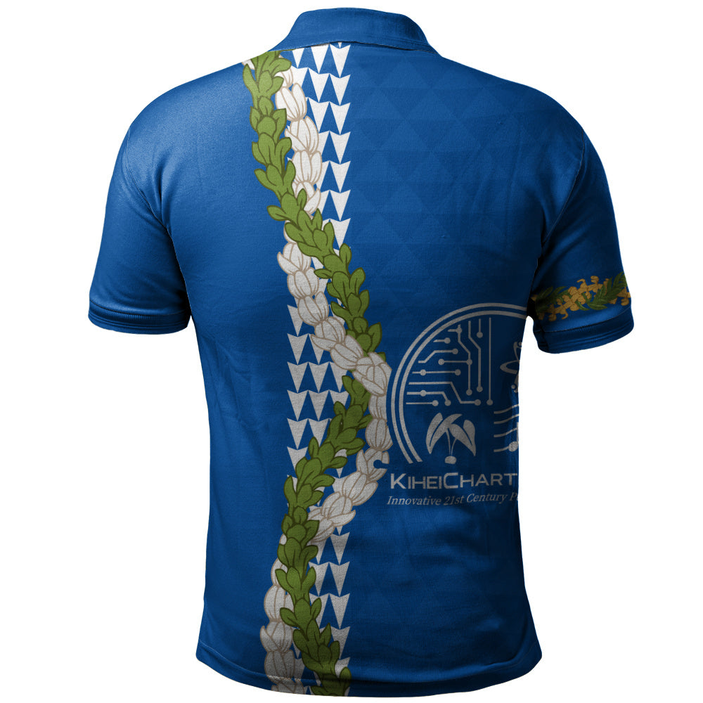 Kihei Charter School Polo Shirt Puakenikeni Maile Flower Lei
