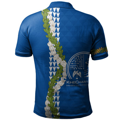 Kihei Charter School Polo Shirt Puakenikeni Maile Flower Lei