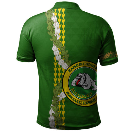 Kaimuki High School Polo Shirt Puakenikeni Maile Flower Lei