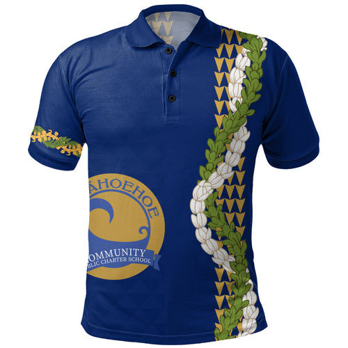 Laupāhoehoe Community Public Charter School Polo Shirt Puakenikeni Maile Flower Lei