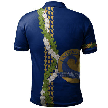 Laupāhoehoe Community Public Charter School Polo Shirt Puakenikeni Maile Flower Lei