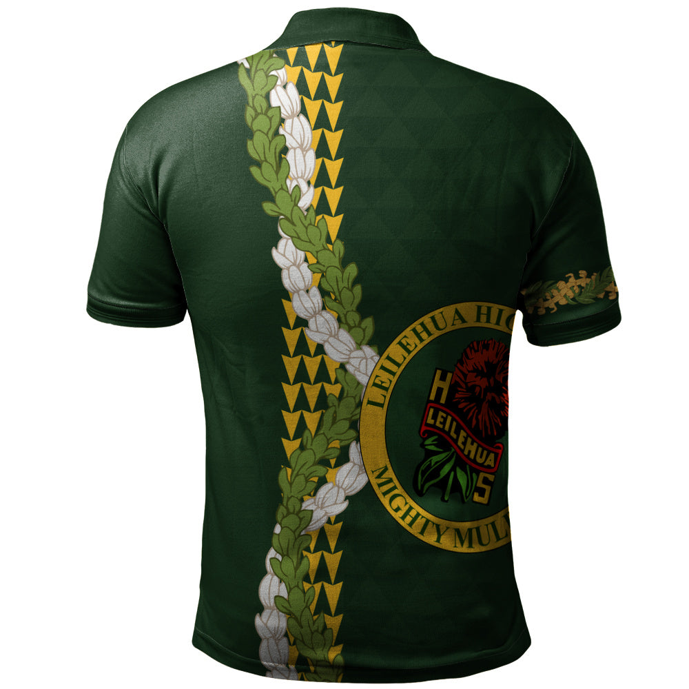 Leilehua High School Polo Shirt Puakenikeni Maile Flower Lei