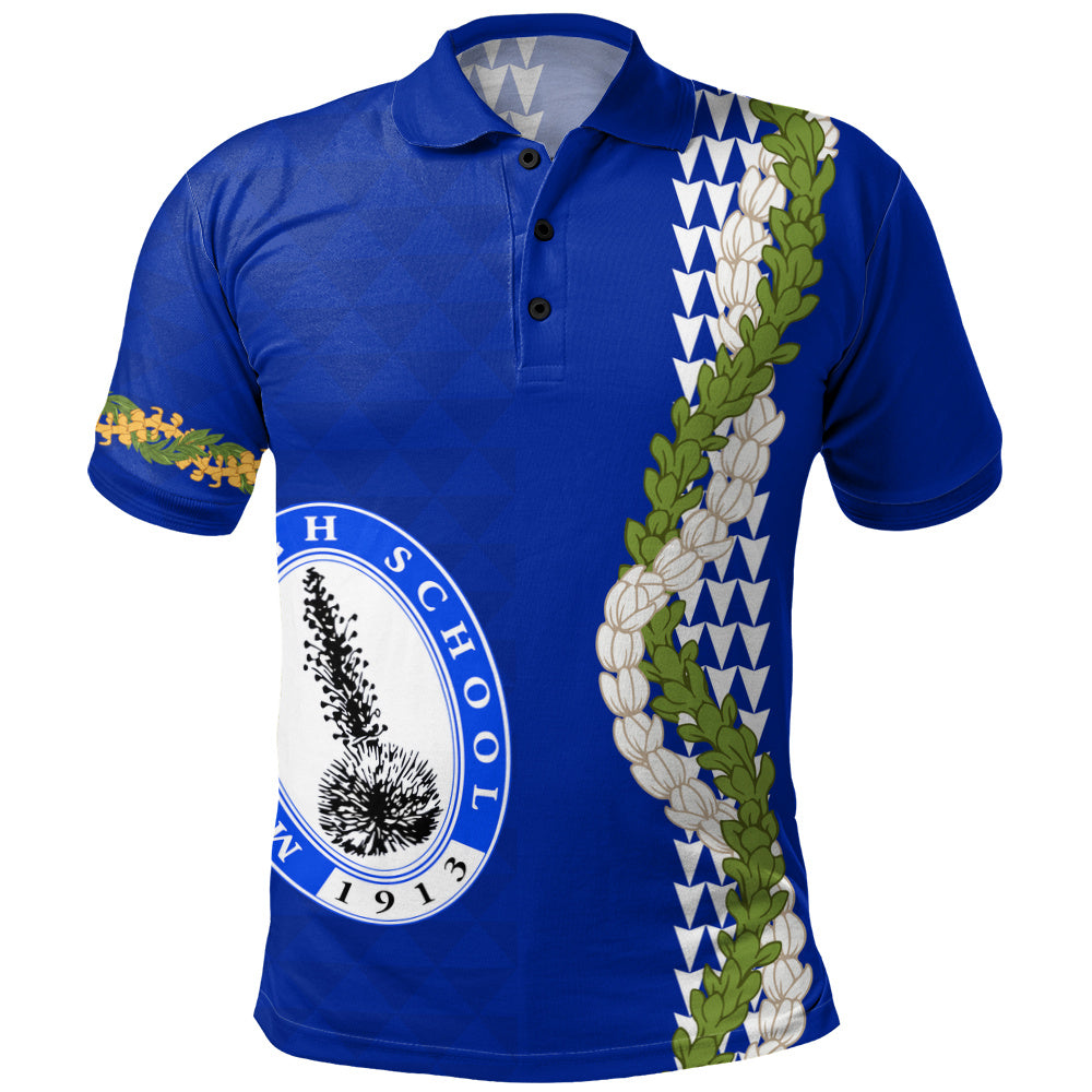 Maui High School Polo Shirt Puakenikeni Maile Flower Lei