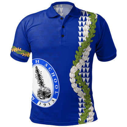 Maui High School Polo Shirt Puakenikeni Maile Flower Lei
