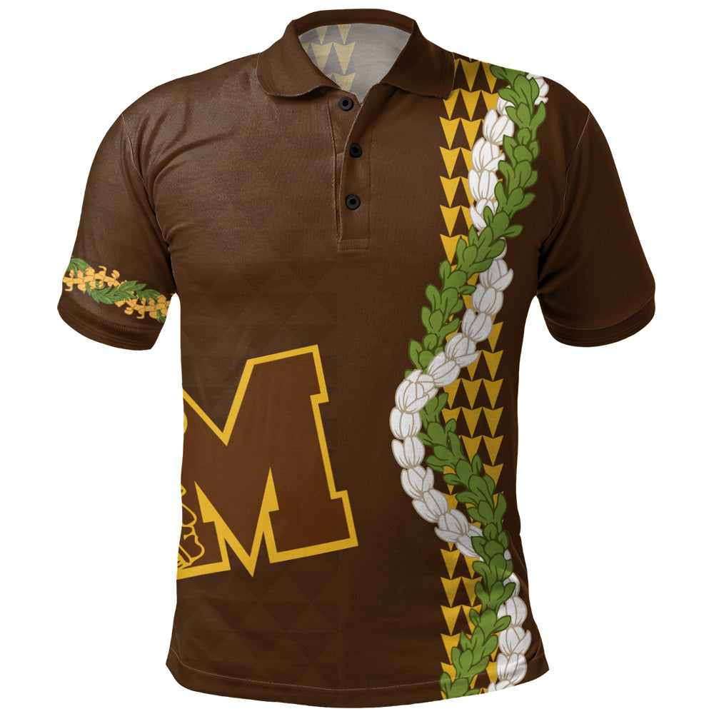 Mililani High School Polo Shirt Puakenikeni Maile Flower Lei