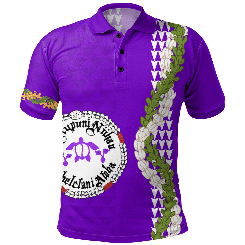 Ni'ihau High and Elementary School Polo Shirt Puakenikeni Maile Flower Lei