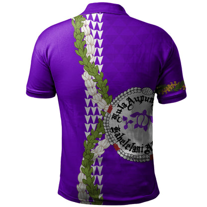 Ni'ihau High and Elementary School Polo Shirt Puakenikeni Maile Flower Lei