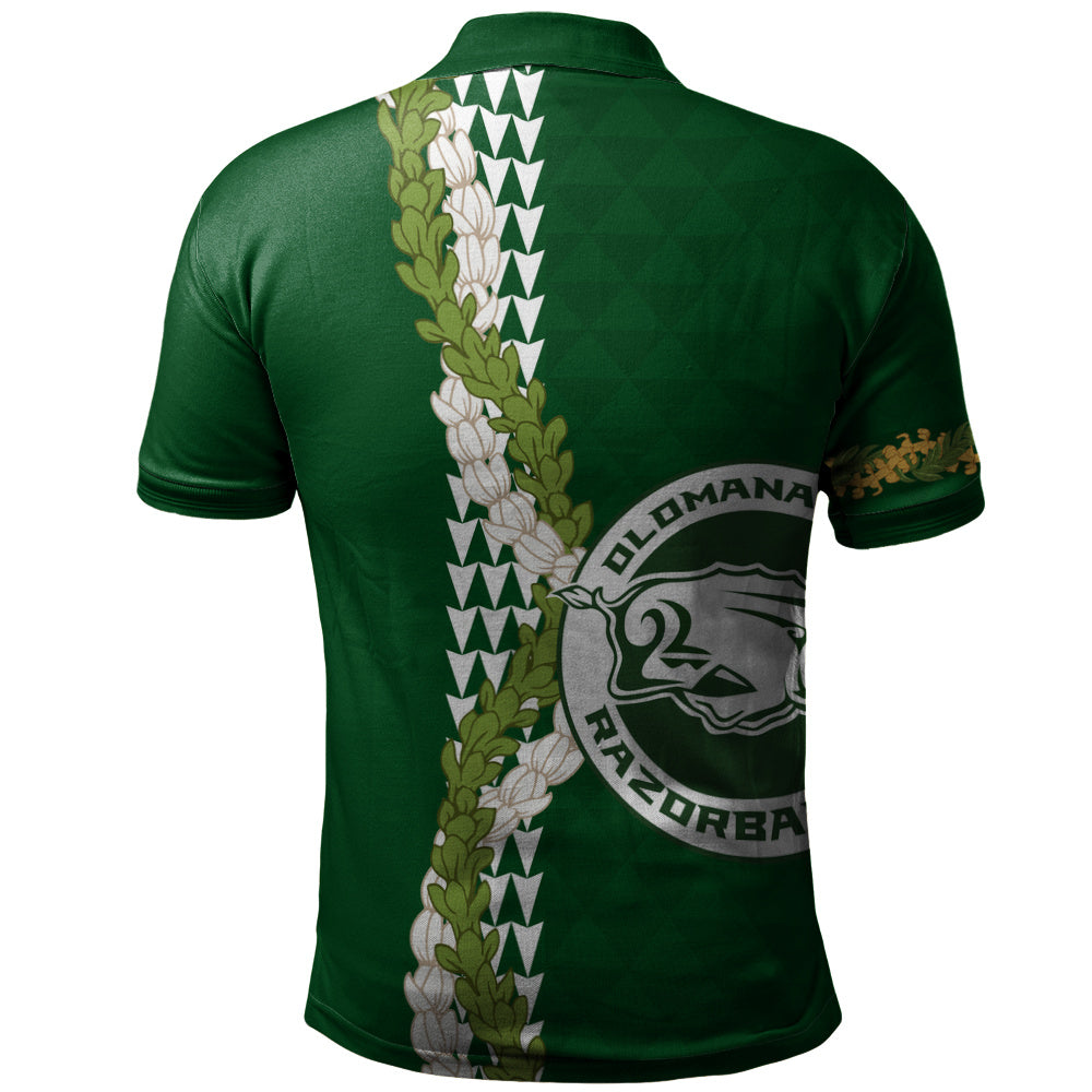 Olomana High & Intermediate School Polo Shirt Puakenikeni Maile Flower Lei