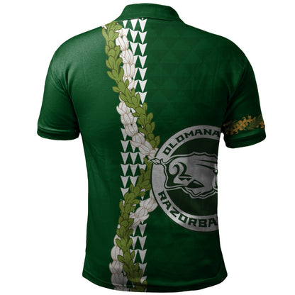 Olomana High & Intermediate School Polo Shirt Puakenikeni Maile Flower Lei