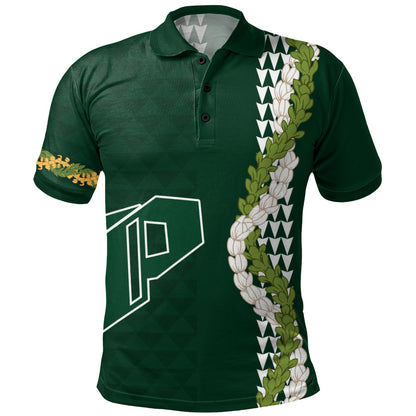 Pahoa High and Intermediate School Polo Shirt Puakenikeni Maile Flower Lei