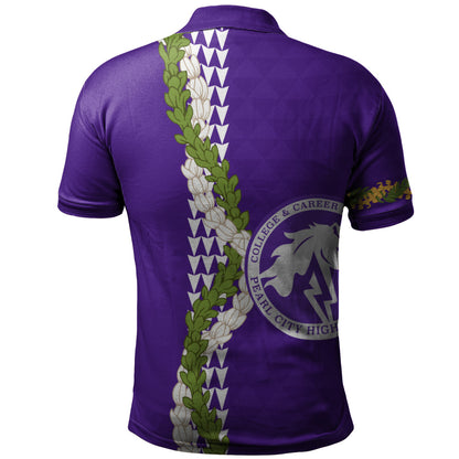 Pearl City High School (Hawaii) Polo Shirt Puakenikeni Maile Flower Lei