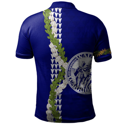 Waiakea High School Polo Shirt Puakenikeni Maile Flower Lei
