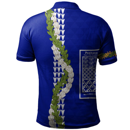 Waimea Middle Public Conversion Charter School Polo Shirt Puakenikeni Maile Flower Lei