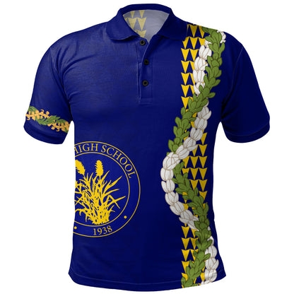 Waipahu High School Polo Shirt Puakenikeni Maile Flower Lei