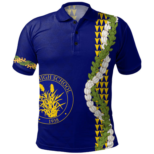 Waipahu High School Polo Shirt Puakenikeni Maile Flower Lei