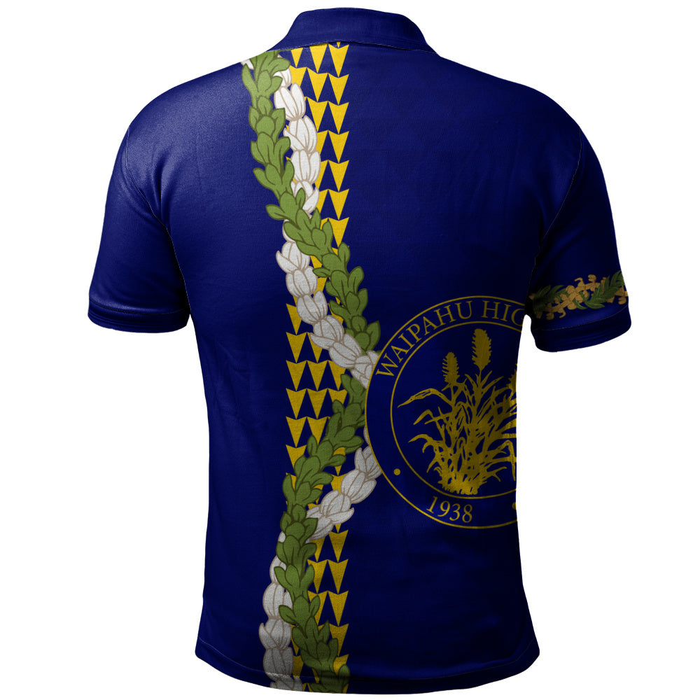 Waipahu High School Polo Shirt Puakenikeni Maile Flower Lei