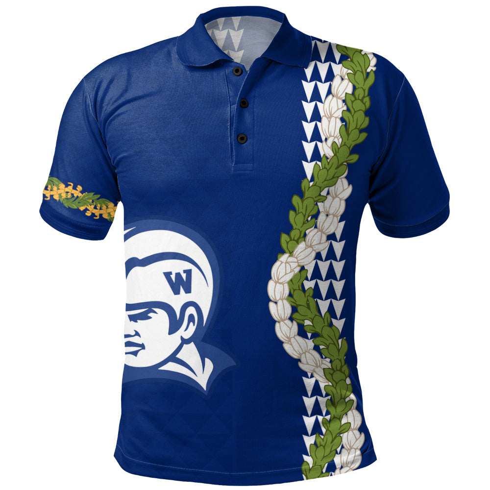 Waimea High School Polo Shirt Puakenikeni Maile Flower Lei