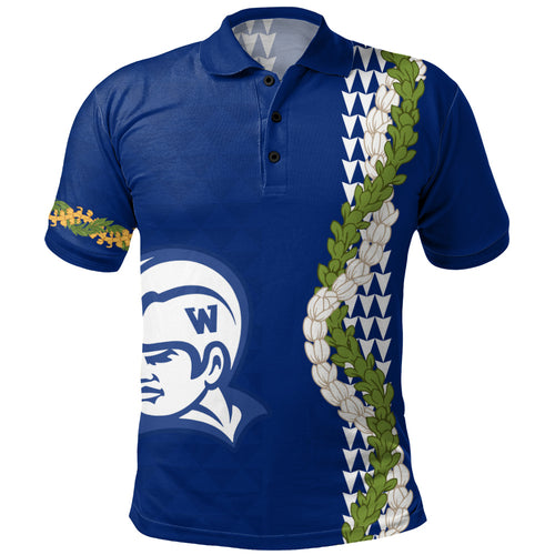 Waimea High School Polo Shirt Puakenikeni Maile Flower Lei