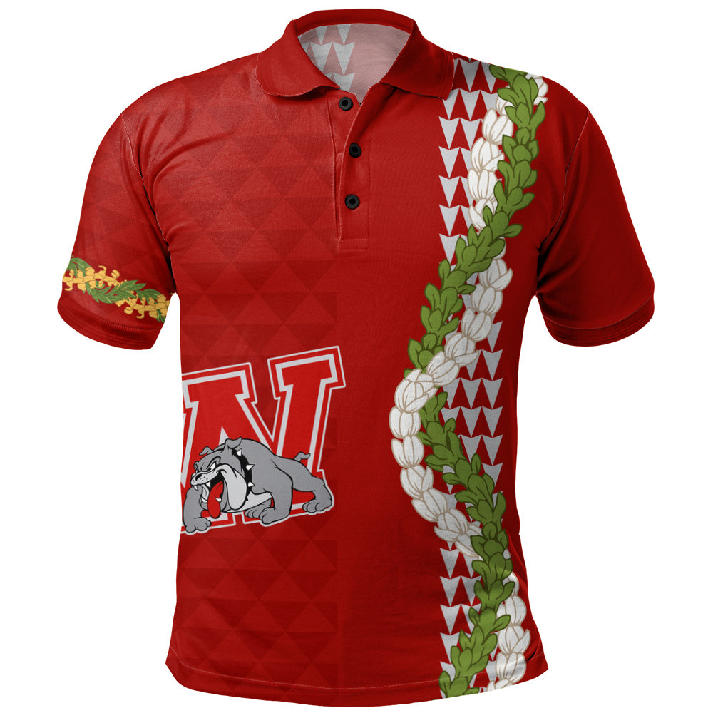 Waialua High and Intermediate School Polo Shirt Puakenikeni Maile Flower Lei