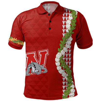Waialua High and Intermediate School Polo Shirt Puakenikeni Maile Flower Lei