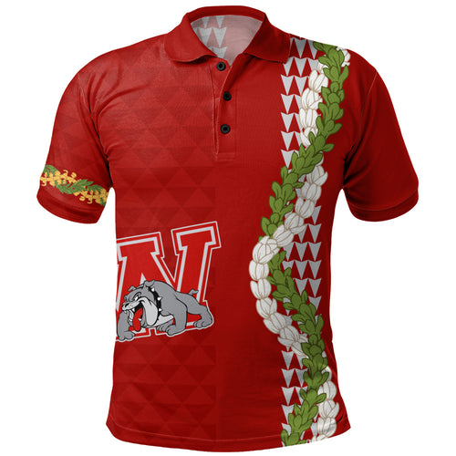 Waialua High and Intermediate School Polo Shirt Puakenikeni Maile Flower Lei